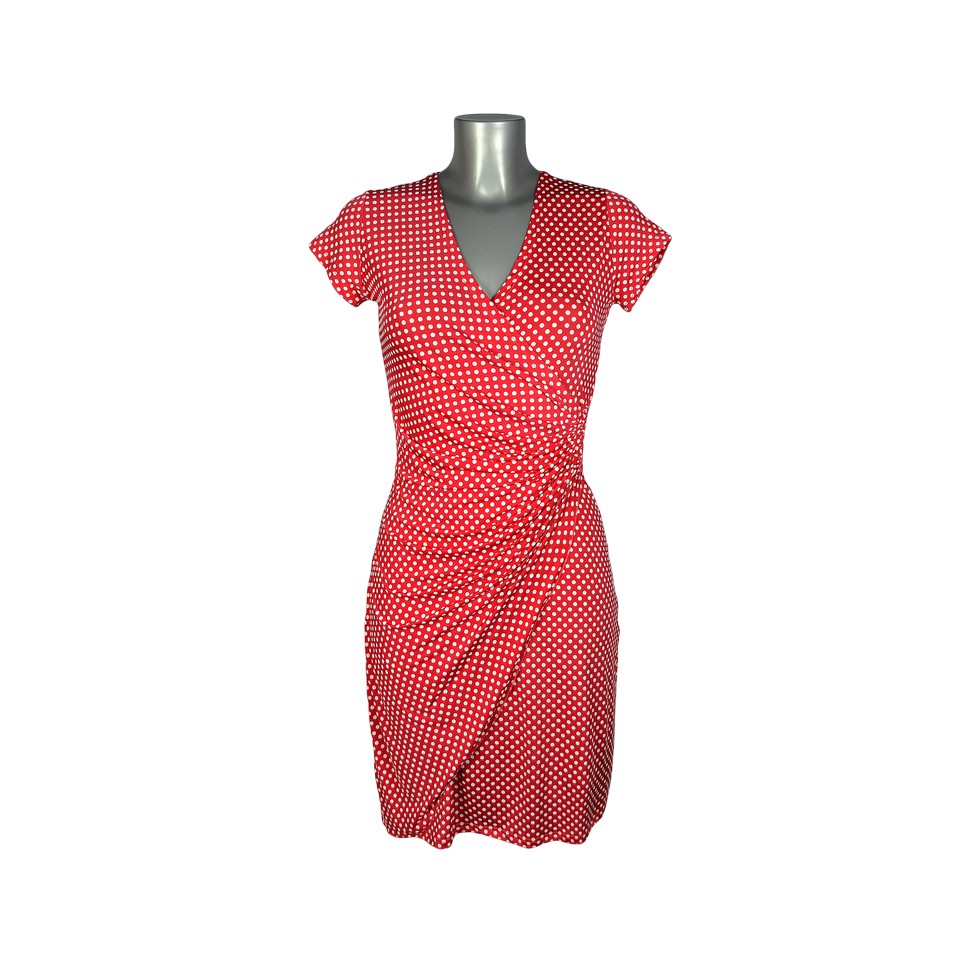 Robe cache-coeur rouge motif petits pois blancs - M'elle ...